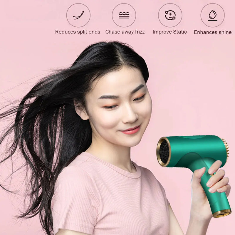 2600mAh Cordless Anion Blow Dryer Portable Hair Dryer 40/500W USB Rechargeable Powerful 2 Gears for Household Travel Salon